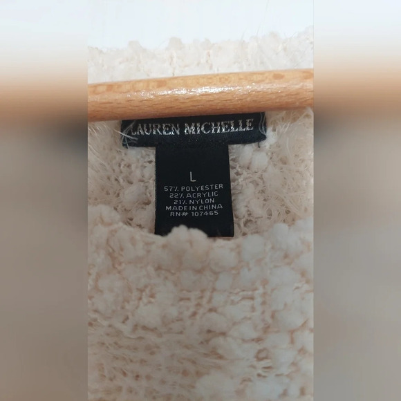 Lauren Michelle Cream Soft Textured Sweater Size L - Picture 3 of 7